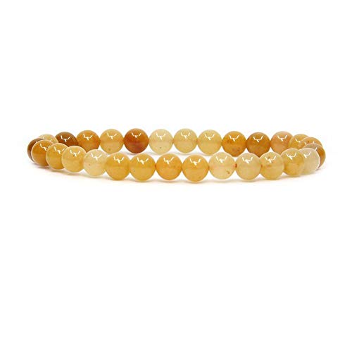 Angelstones Gemstones 6mm Round Beads Healing Crystal Bracelet for women | Natural Gemstone, Handmade Gifts for Women, Healing Crystal Round Beaded Stretch Bracelets, Unisex Jewelry for Women and Men - color: Multicolor Yellow Jade