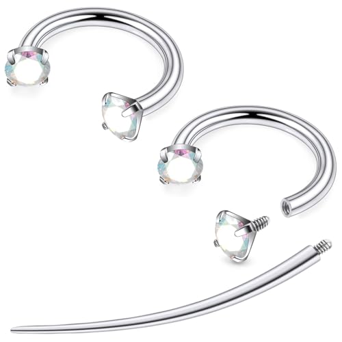 F136 Titanium 20/18/16/14g Horseshoe Nose Septum Lip Ear Rings Piercings 8/10/12mm Cartilage Helix Daith Earrings Jewelry for Women Men - color: AB, size: 14g*1/2in(12mm)