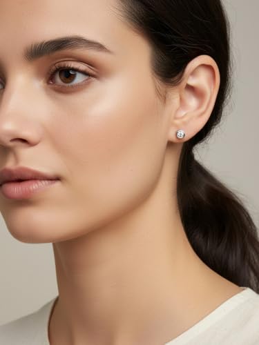 0.6-4 Carat 5A Cubic Zirconia/Simulated Emerald Sparkle Stud Earrings for Women, Hypoallergenic 925 Sterling Silver Posts, Anniversary Birthday Valentines Mothers Day Jewelry Gift - color: White Gold, size: 0.6 Carat (0.30ct * 2)