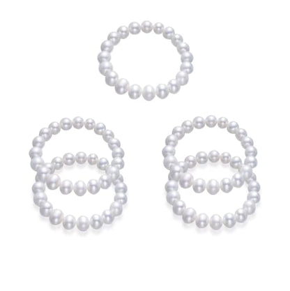 Pingyongchang Elastic Pearl Bracelet Stackable Stretch Bracelet Wedding Accessories Bridesmaid Bracelet 8MM Faux Pearl Bracelet Bridal Party Prom Beaded Bracelet - color: 3pcs