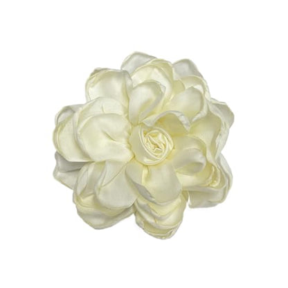 Dainty Fabric Rose Flower Large Brooch Lapel Pins Flower Brooches Pin Classic for Wedding Party Dance Banquet for Women Dress Suit Clothes Accessories Jewelry 100mm - color: Beige