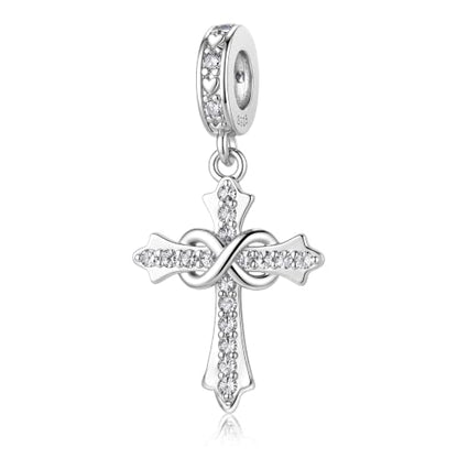 HappyStar 925 Sterling Silver Charms Infinity Design Birthstone Charms for Bracelets with 5A Cubic Zirconia Cross Necklace for Women Dangle Pendant Compatible Pandora Bracelets Happy Birthday Gifts - color: 4-April Birthstone Charms