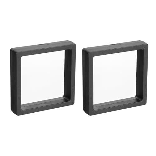 MECCANIXITY Floating Frame Display Holder Stand 3D Jewelry Display Boxs 3.54 x 3.54 x 0.79 Inch Black for Ring Necklace Bracelet Earring Pack of 2 - color: Black, size: 3.54 x 3.54 x 0.79 inch