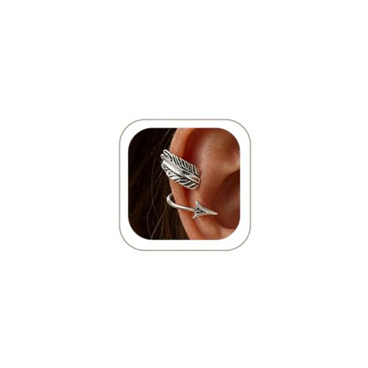 Gothic Clip On Ear Cuff Stainless Steel No Piercing Helix Cartilage | Hypoallergenic,Non Piercing Helix Cartilage,Gold Silver,Fake Earring,Lightweight,Punk Gothic Jewelry Gift Women Men - color: K12-Silver Arrow Design