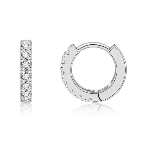 micuco 3 Pairs Small Hoop Earrings Tiny Cartilage Earrings for Women Men | Cubic Zirconia Earrings Huggie Hoop Ear Piercing Earrings for 8mm 10mm 12mm - color: 16# Silver 8mm