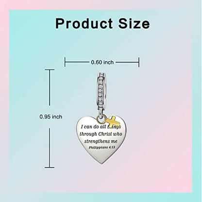 Family Love Mother Daughter Grandma Charm 925 Sterling Silver fits Bracelets Necklace Pendant Bead Charms Jewelry Gift for Women Family Friends - color: Bible Verse Charm