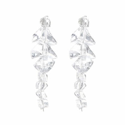 Ice Cube Acrylic Earrings Funny Irregular Clear Crystal 3D Long Transparent Square Geometric Lightweight Dangle Drop Earrings for Women Minimalist Hot Summer Holiday Christmas Unique Trendy Jewelry Gifts - style: Long ice cube earring