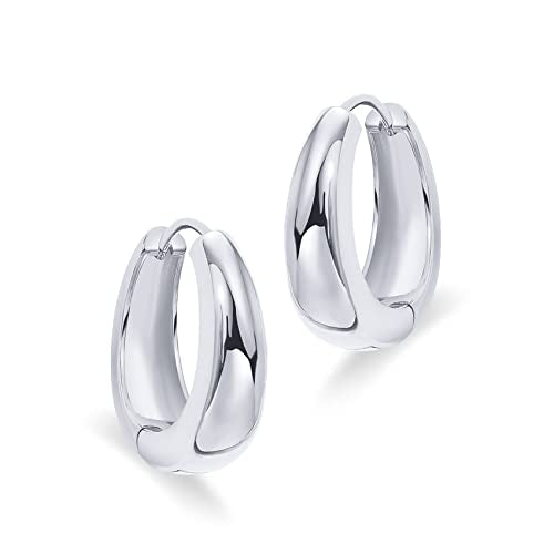PAVOI Gold Hoop Earrings for Women, 14K Gold Plated Small Chunky Hoops | 925 Sterling Silver Posts, Lightweight Hoops, Small Hoop Earrings for Women, Gold Hoops - color: White Gold