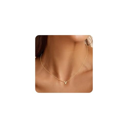 Turandoss Initial Necklaces for Women, Birthday Gifts for Women Teen Girls | 14K Gold Plated Letter A-Z Initial Pendant, Personalized Jewelry Gifts - color: V