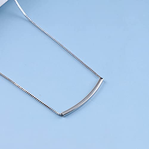 Boho Bent Bar Pendant Necklace Tube Bar Necklace Silver Round Tube Necklace Curved Bar Necklace Minimalist Choker Necklace Jewelry for Women