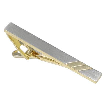 Classic Silver And Gold Bi-tone Plating Tie Clips With Gift Box Men Fashion Tie bar - style: Stripe