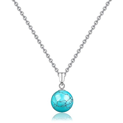 Natural Jade Necklace for Women Sterling Silver Adjustable Handmade Green Jade Pendant Necklaces Healing Crystal Necklace Good Luck Gift for Her - style: Turquoise Necklace