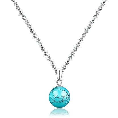 Natural Jade Necklace for Women Sterling Silver Adjustable Handmade Green Jade Pendant Necklaces Healing Crystal Necklace Good Luck Gift for Her - style: Turquoise Necklace