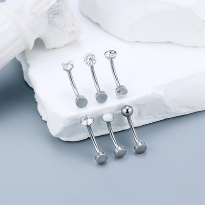 14G Floating Belly Button Ring Piercing Jewelry 316L Stainless Surgical Steel Round Heart Cubic Zirconia Opal Navel Rings Belly Button Ring Piercing Jewelry for Women 14 Gauge Hypoallergenic - color: Silver-10MM Bar-Clear CZ