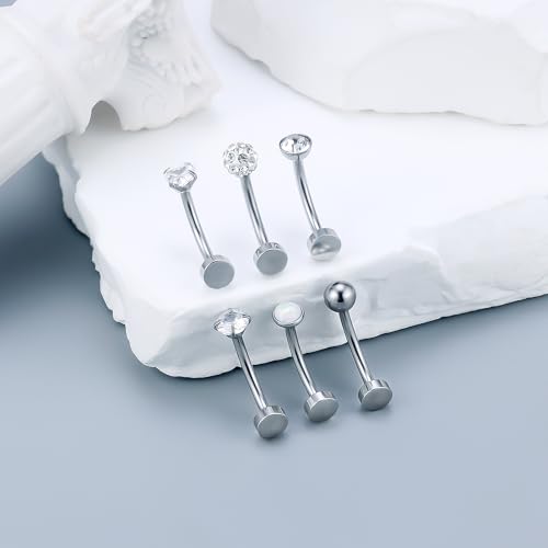14G Floating Belly Button Ring Piercing Jewelry 316L Stainless Surgical Steel Round Heart Cubic Zirconia Opal Navel Rings Belly Button Ring Piercing Jewelry for Women 14 Gauge Hypoallergenic - color: Silver-8MM Bar-Clear CZ
