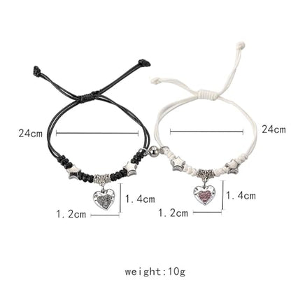 Matching Bracelets for Girlfriend Boyfriend, Couples Bracelets for Her Him, Matching Bracelet for Couples, Friendship Bracelets for Best Friends, Christmas Birthday Valentines Gifts for Women Men - style: Heart