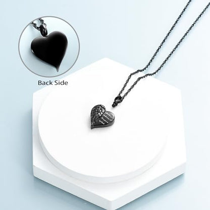 shajwo Cremation Heart Urn Necklace Ashes Jewelry for Women Men Keepsake Pendant Memorial Locket Ash Holder - color: Wing-G1 Black