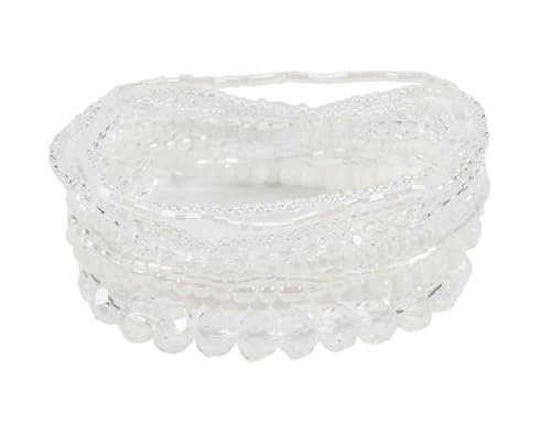 Boho Colorful Stackable Crystal Glass Beads Stretch Bracelets Multilayered Bracelets for Women Bohemian Jewelry - color: White 9pcs