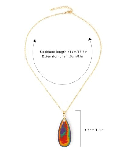 Stone Necklaces for Women Teardrop Gemstone Pendant Necklace Natural Stone Chain Necklaces - color: Flower Gold