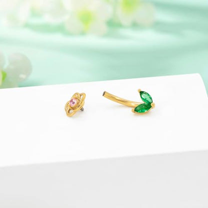 Flower Eyebrow Rings Piercing Jewelry, 16G Internally Threaded Rook Piercing Jewelry, 316L Stainless Steel Lip Labret Barbells 8mm - color: Gold-8mm
