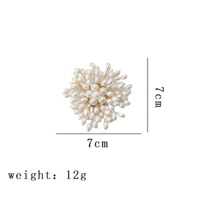 Flower White Pearl Brooch Pin for Women | Striking Large Pearl Flower Beads Statement Costume Pin Graceful Wedding Anniversary Prom Jewelry Gifts - style: Pearl4