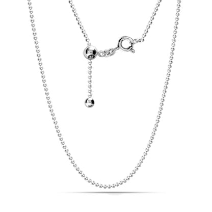 LeCalla 925 Sterling Silver Italian Jewelry Adjustable Chain Necklace, Sliding Bolo Chain Necklace for Women Slider Chain 14 to 24 Inch. - color: Ball Chain