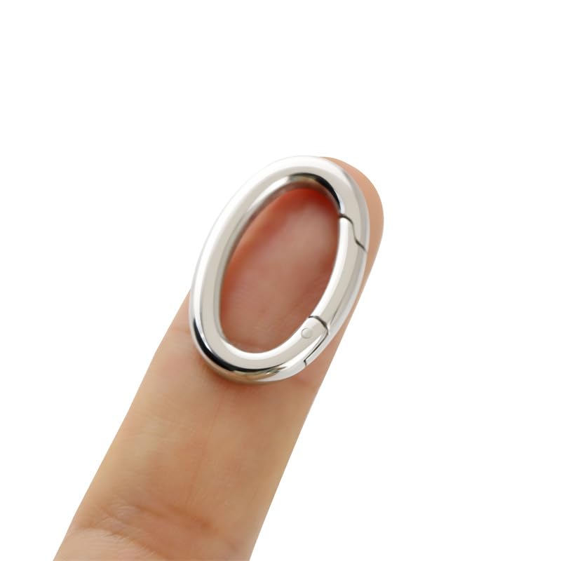 1Pc Oval Spring Clasps Clips Connector Rings for Keychain DIY Crafts (Silver-F) - color: Silver-F
