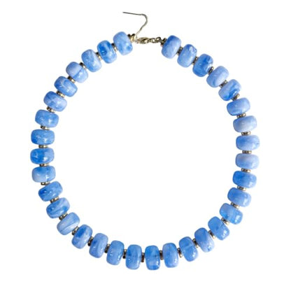 Colorful Chunky Resin Beaded Choker Necklaces for Women | Multicolor Beads, Sturdy Metal Chain, Adjustable, Detachable, Lightweight, Summer Beach Boho, Trendy Statement Jewelry Gift - color: Blue