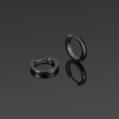 micuco 3 Pairs Small Gold Hoop Huggie Earrings Set for Women Men Tendy | 14K Gold Plated Small Huggie Hoop Earrings for Men, Tiny Cartilage Hypoallergenic Earring Set - style: S# SCZ Black 8-10-12mm