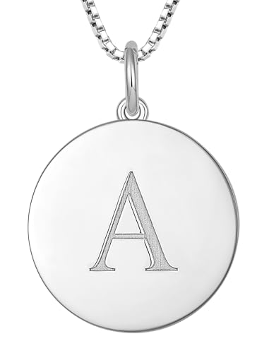 YL Initial Necklace 925 Sterling Silver Square/Round/Heart Letter Pendant A-Z Alphabet Polished Jewelry for Women - color: Letter-A, style: Round Shaped