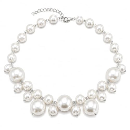 Faux Pearl Statement Necklace for Women, Layered Bubble Pearl Choker Necklace, Elegant Vintage Luxury Jewelry