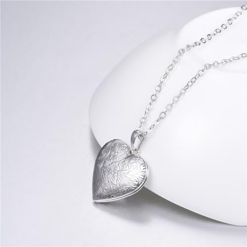 2 Pcs Locket Necklace that Holds Pictures Stainless Steel Locket Pendant Necklace Image Chain Necklaces for Women - color: Love Heart 2