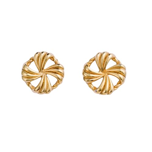 14K Gold Plated Sterling Silver Stud Earrings for Women, Vintage Button-Inspired Design with Rich Gold Tone, Classy Timeless Look, Hypoallergenic Jewelry Gift