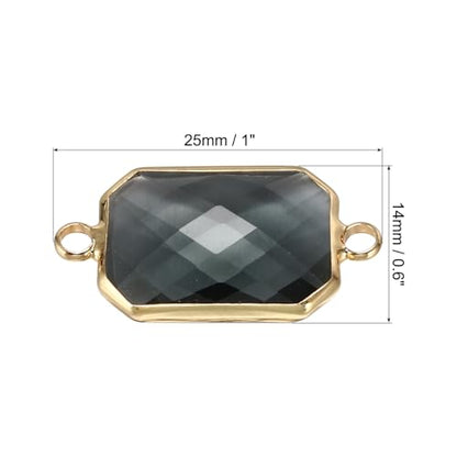PATIKIL Birthstone Connector Link, Diamond Clear Charm Links, Glass Jewelry Findings Crystal Bead Link for Drop Dangle Pendants Necklace Bracelet Earring - color: Gray