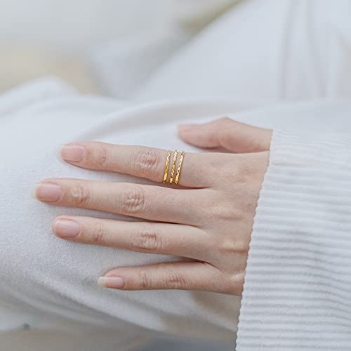 KAZITSAN 1mm 3pc Women Men Stainless Steel Rings fashion Plain Band Knuckle Stacking Midi Rings Silver/Rose Gold Wedding Band Comfort Fit - color: Gold