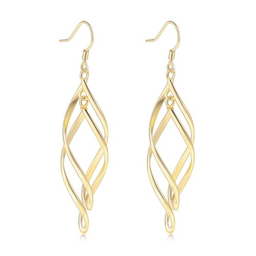 Linear Swirl Wire Earrings For Women dangling Boho Dangle Drop - color: Linear Swirl Wire Earrings