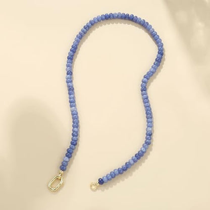 CONRAN KREMIX Colorful Stone Beaded Necklace for Women,Natural Gemstone Bead Choker Necklaces Boho Summer Beach Layering Necklace Jewelry Gift for Women - color: Sapphire Blue