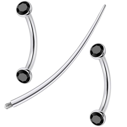 F136 Titanium 16g 6/8/10mm Eyebrow/Rook/Snug/Vertical-Labret/VCH/Snake-Eyes/Anti-Tragus/Christina/Daith/Belly-Button/Bridge/Hood/Surface Curved Barbell Piercing Jewelry for Women Men - color: Black, size: 10 mm (3/8 in)