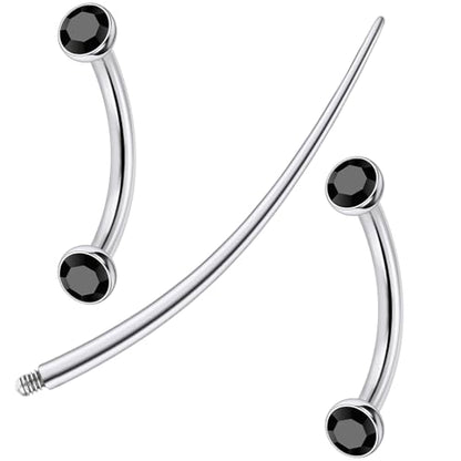F136 Titanium 16g 6/8/10mm Eyebrow/Rook/Snug/Vertical-Labret/VCH/Snake-Eyes/Anti-Tragus/Christina/Daith/Belly-Button/Bridge/Hood/Surface Curved Barbell Piercing Jewelry for Women Men - color: Black, size: 10 mm (3/8 in)