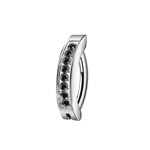 16G Labret Stud, G23 Titanium Vertical Labret Lip Piercing Jewelry, Gold Eyebrow Ring Clicker Belly Button Ring Hoop For Women Men - color: Silver, size: 8mm Black CZ