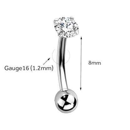 G23 Titanium Curved Barbell Ring 16G, Eyebrow Rings, Rook Cartilage Earring Piercing Jewelry, 8mm Vertical Labret, Eyebrow, Daith, Helix Piercings Body Jewelry… - style: Classic