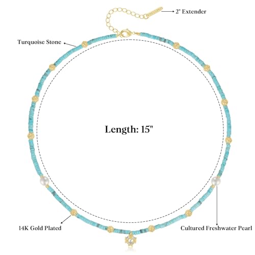 KissYan Beaded Choker Necklace for Women, Colorful Natural Gemstones Pearl Choker 14K Gold Plated Pendant Healing Crystal Necklace Handmade Stone Jewelry Gift | 14K Gold Plated Pendant Necklaces, Natural Gemstones Pearl Choker, Healing Crystal Chain, Hand