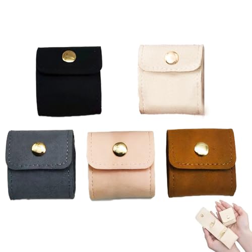 Mini Travel Jewelry Bag, Mini Travel Jewelry Roll Bag with Buckle, Jewelry Rolls (5PCS-colour) - color: 5PCS-colour
