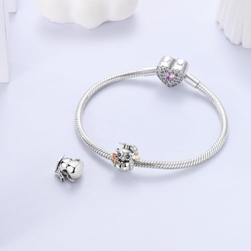 NARMO 925 Sterling Silver Charm Bead for Bracelets Silver Charms for Women - color: Graduation Owl