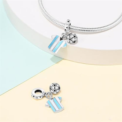 Pandach 925 Sterling Silver Charms for Bracelet&Necklace Dangle Pendant Bead with 5A Cubic Zirconia Stones,Jewelry Beads Gifts for Women - style: Argentina Football Charm