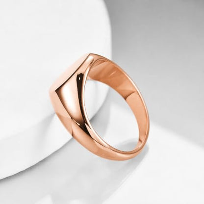 MYNENEY Stainless Steel Round Statement Pinky Signet Rings for Men Women - color: Custom-Rose Gold