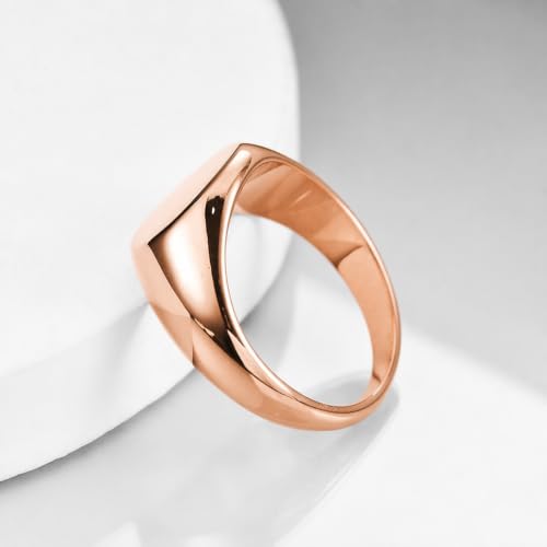 MYNENEY Stainless Steel Round Statement Pinky Signet Rings for Men Women - color: Rose Gold