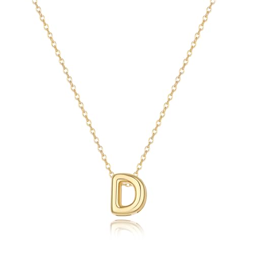 Initial Necklaces for Women Bubble Gold Silver Letter Necklace Dainty Personalized Charm Pendant Name Necklace Cute Non Tarnish Fashion Accessories Teen Gift Trendy Stuff Jewelry Gifts - color: Gold, style: D