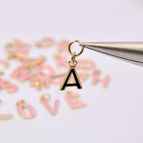 18K Gold Filled A-Z Alphabet Letters Charms,26Pcs Initial A-Z Alphabet Charms,Bracelet Necklace Earrings Charms for DIY Jewelry Making - color: Black