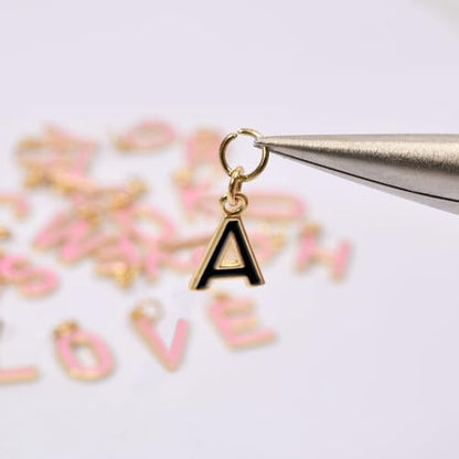 18K Gold Filled A-Z Alphabet Letters Charms,26Pcs Initial A-Z Alphabet Charms,Bracelet Necklace Earrings Charms for DIY Jewelry Making - color: Black